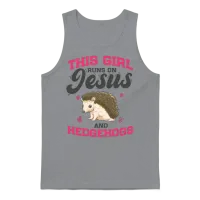 Animal Lover This Girl Runs on Jesus and Hedgehogs Unisex Tank Top - Sport Grey – 1