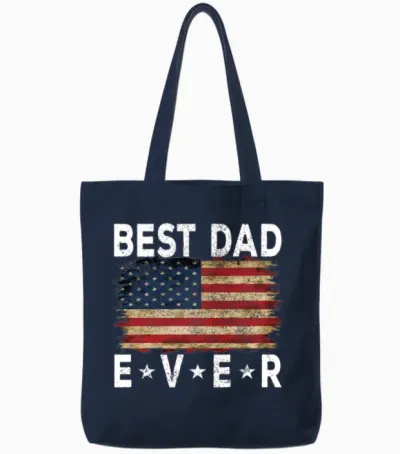 Father's Day Usa American Flag Best Dad Ever Tote Bags - Navy