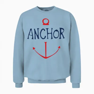 One Piece Sketch Anchor Simple T-Shirt, White, S Unisex Sweatshirt - Light Blue