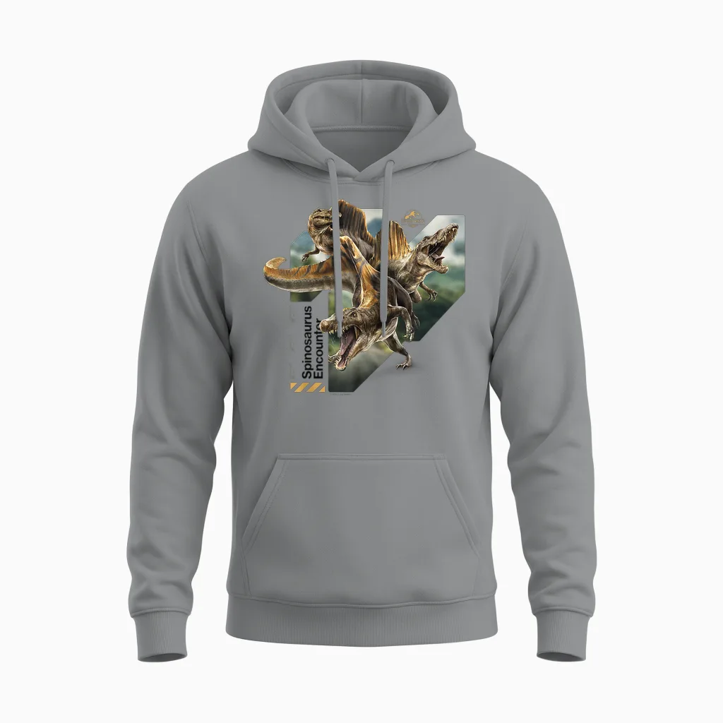 Jurassic World Rebirth Spinosaurus Hunting T-Shirt, Black, S Unisex Hoodie in Sport Grey