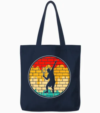 Tennis Retro Tote Bags - Navy
