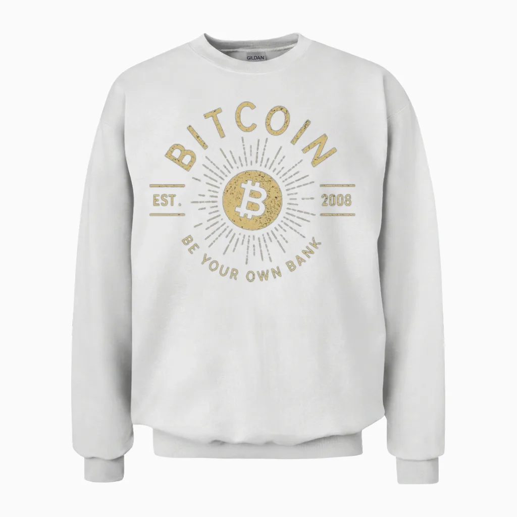 Bitcoin Crypto Blockchain Money Gif Christmas Unisex Sweatshirt in White