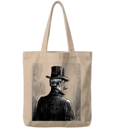 Elegant Victorian Gentleman Portrait Tote Bags - Natural