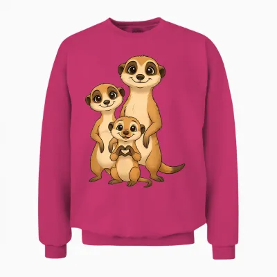 Meerkat with Family Cute Meerkat with Mum & Dad Unisex Sweatshirt - Heliconia