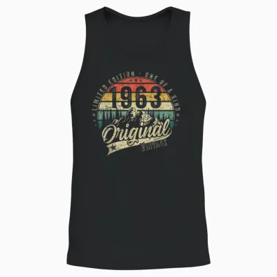 1963 Vintage Vintage Birthday Retro Men's Women's Gift T-Shirt, Black Unisex Tank Top - Black