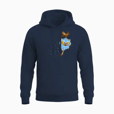 Funny Demon Hunters Tiger and Bird Kawaii Unisex Hoodie - Navy
