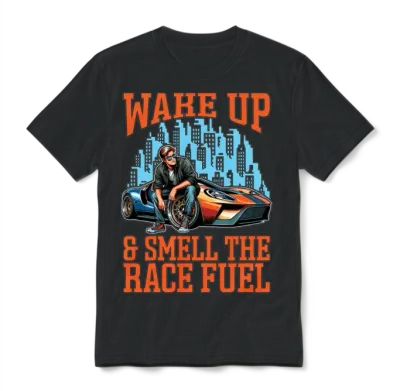 Car Racing Wake Up & Smell Race Track Car Lover Unisex T-Shirt - Black