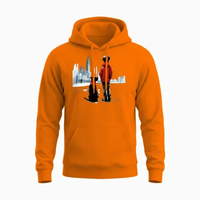 Boy and Dog Unisex Hoodie - Safety Orange