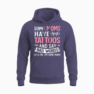 Moms Tattoos Bad Words Tattooed Inked Mom Unisex Hoodie - Heather Sport Dark Navy