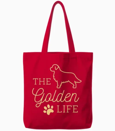 Golden Dog Tote Bags - Red