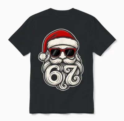 6 7 Christmas 67 Santa Six Seven Christmas Boys Teens Unisex T-Shirt - Black