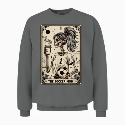 Soccer Mom Tarot Card, Vintage Halloween Soccer Mama Unisex Sweatshirt - Graphite Heather