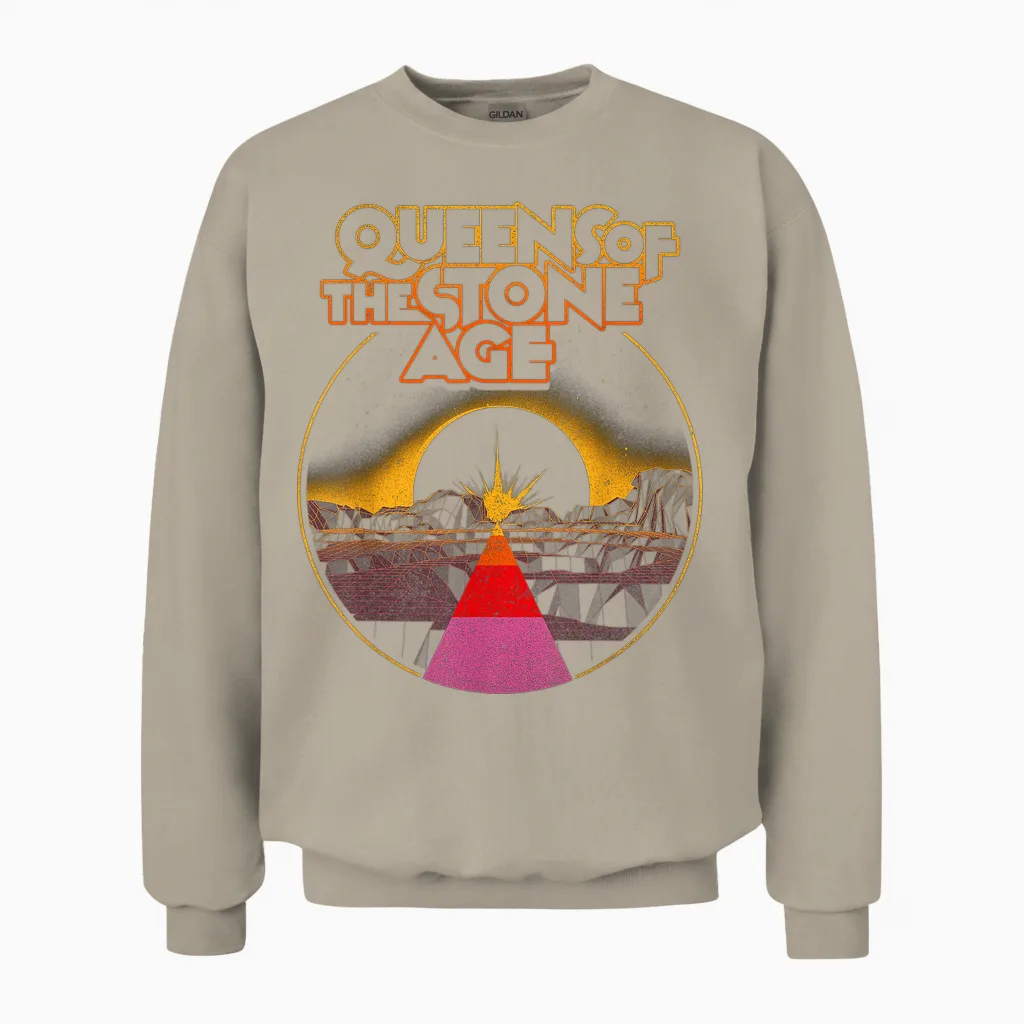 Official Queens of the Stone Age Desert Sun Unisex Sweatshirt in Sand