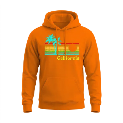 1980s Vintage Retro California Unisex Hoodie - Safety Orange