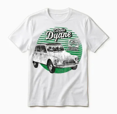Citroën Dyane Car and Logo T-Shirt, Grey, S Unisex T-Shirt - White