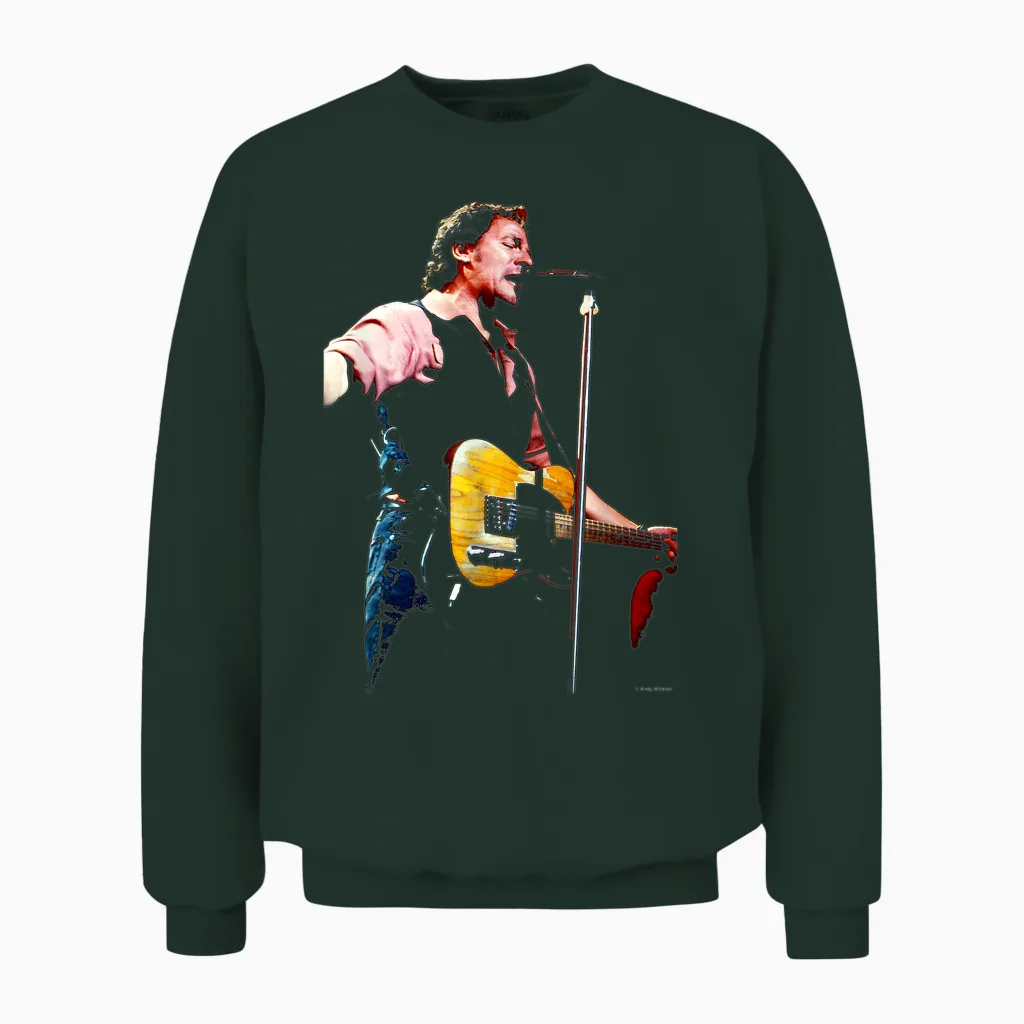 Der Boss Bruce Springsteen Live Von Andy Willsher Unisex Sweatshirt in Forest