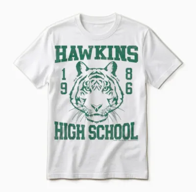 Tigers Hawkins Stranger Things 1986 High School Unisex T-Shirt - White