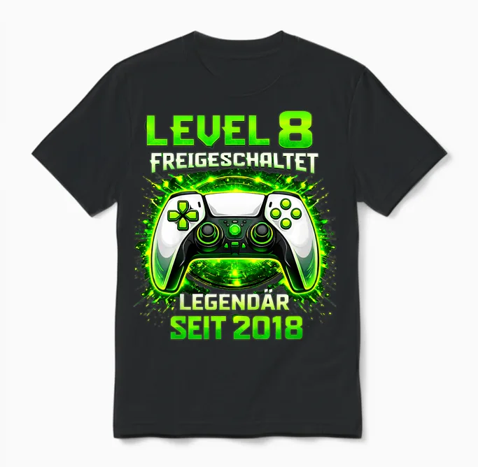 Kinder Level 8 Geburtstag Junge Gamer Lustig 2018 8er Geburtstag Unisex T-Shirt in Black