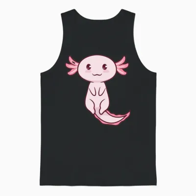 Cute Axolotl Unisex Tank Top - Black