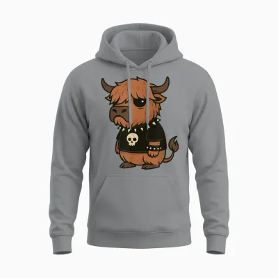 Vache Highland Gothique Drôle Emo Punk Unisex Hoodie - Sport Grey