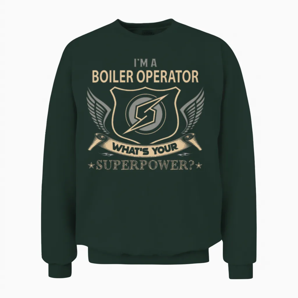 Boiler Operator T Shirt - Superpower Job Gift Item Unisex Sweatshirt in Forest