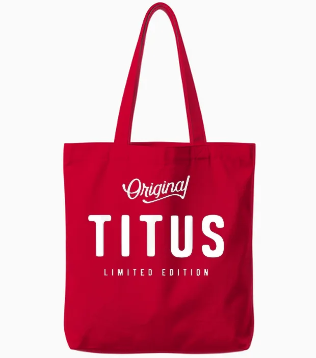 Original Titus Lustiger Name Titus Tote Bags in Red