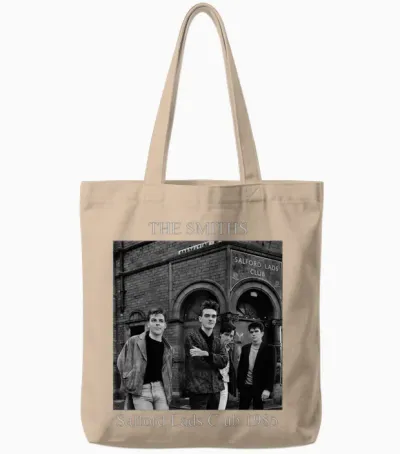 The Smiths Morrissey Salford Lads Club 1985 Stephen Wright Manche Longue Tote Bags - Natural