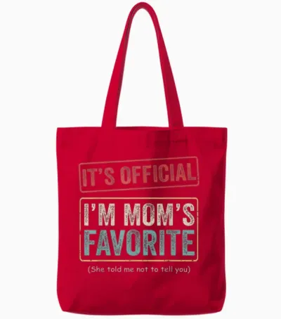 It's Official I'm Mom's Favorite Child Funny Family Humor Tote Bags - Red