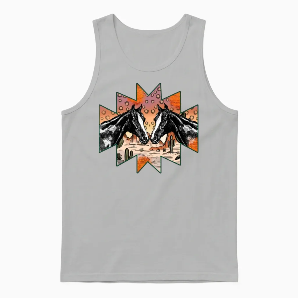 Desert Horse Lovers Gift Unisex Tank Top in Ash