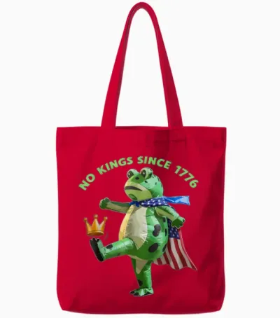 No Kings Since 1776 Portland Frog Kicking Crown Tote Bags - Red