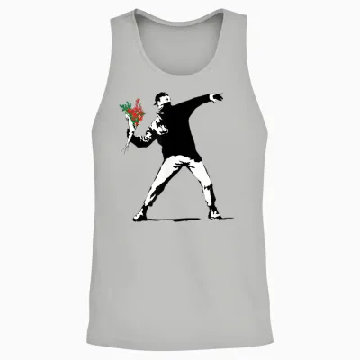 Banksy Papl2164 Graffiti Valentine's Day Art Love Is in the Air Unisex Tank Top - Ash