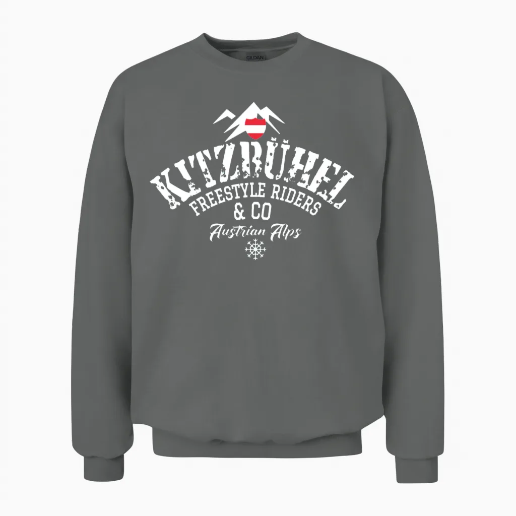 Kitzbuhel Freestyle Riders Austrian Alps Unisex Sweatshirt in Graphite Heather