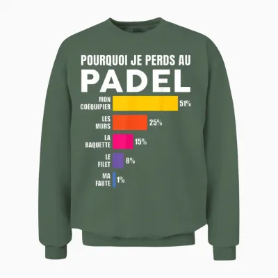 Padel Tennis T-Shirt - Padel Padel Humor Man Woman T-Shirt, Blue, S Unisex Sweatshirt - Military Green