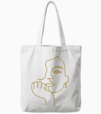 Face Line Drawing Tote Bags - White
