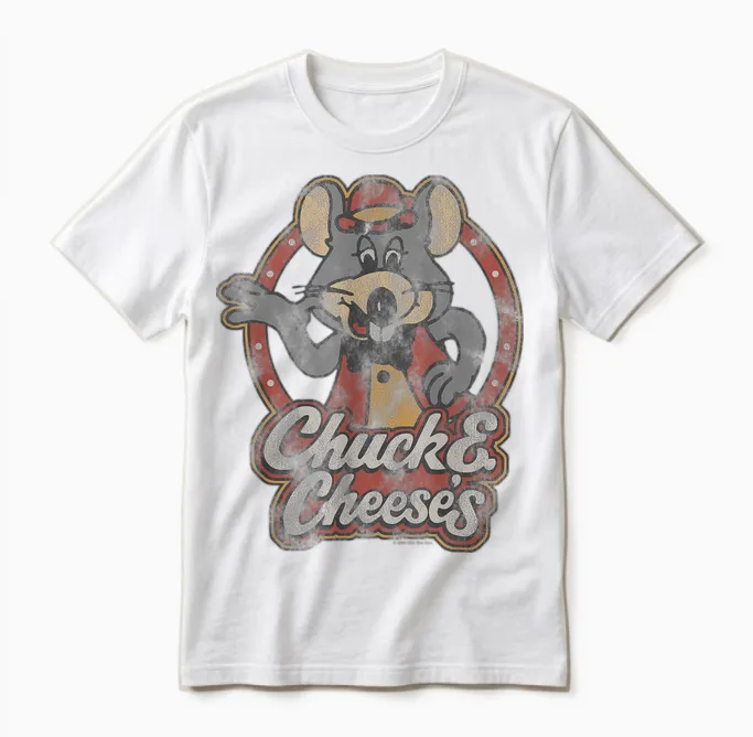 Chuck E. Cheese Classic Entertainer Portrait Distressed Unisex T-Shirt in White