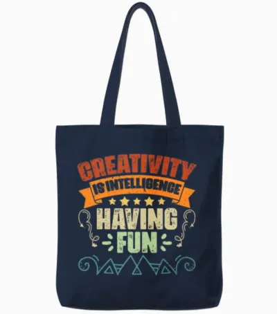 Vintage Creativity Is Intelligence Having Fun An Tote Bags - Navy