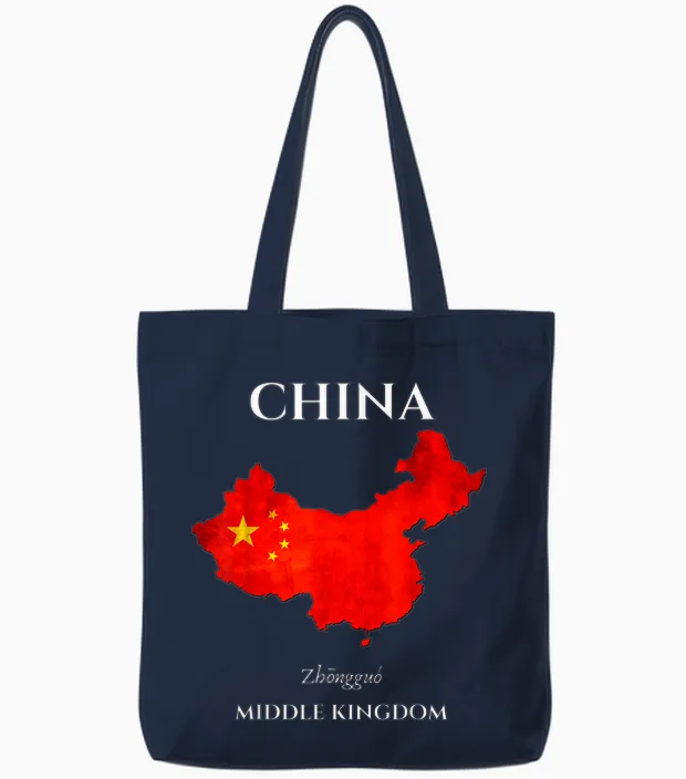 Chinese Flag Souvenir of China Tote Bags in Navy