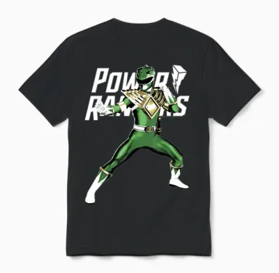 Power Rangers Green Ranger Karate Action Pose Logo Unisex T-Shirt - Black