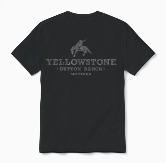 Y Yellowstone Dutton Ranch Text Basic Logo T-Shirt Schwarz Unisex-Erwachsene S Klassische Passform Klassisch Crew-Ausschnitt Kurzarm 21ylst00075a-002 Unisex T-Shirt in Black