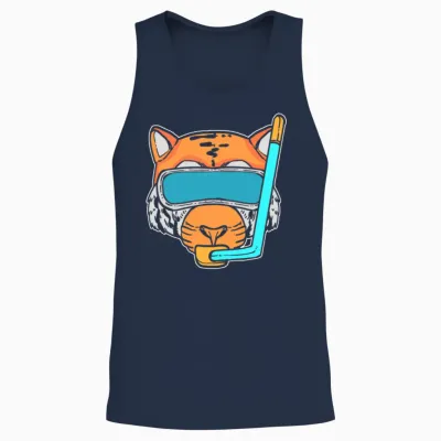 Tiger Snorkel Swimmer Gift Unisex Tank Top - Navy