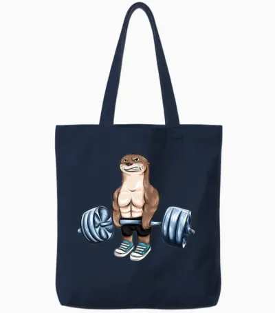 Otter Weight Lifting Gift Gym Fitness Men Tote Bags - Navy