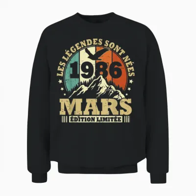 Les Légendes Sont Nées En Mars 1986 Anniversaire 40 Ans Unisex Sweatshirt - Black