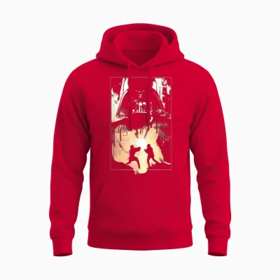 Star Wars Anakin and Obi-Wan Battle Graphic Unisex Hoodie - Red