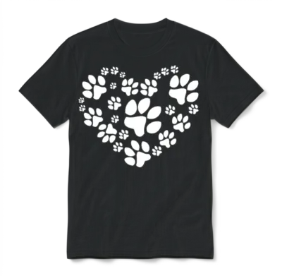 Paws Heart Unisex T-Shirt - Black