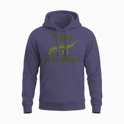 Tyrannosaurus Rex Dinosaur Hates Push Ups Unisex Hoodie - Heather Sport Dark Navy