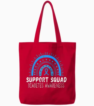 Blue November Support Diabetes Awareness Month Tote Bags - Red