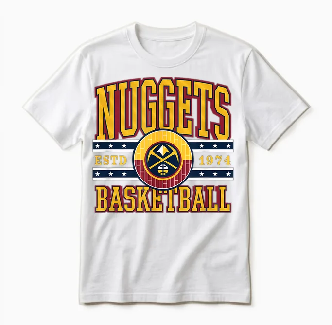 Nba Denver Nuggets Courtside Unisex T-Shirt in White