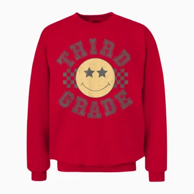 Retro Third Grade Teacher Student 1st Day Back to School Unisex Sweatshirt - Red