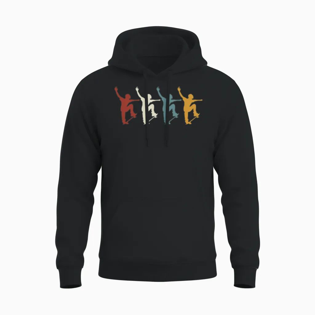 Retro Vintage Skateboard Unisex Hoodie in Black
