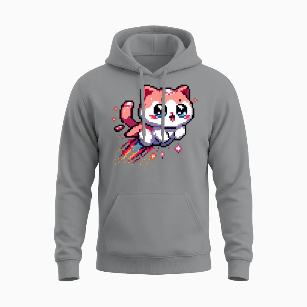 8bit Retro Kitten - Cat Lovers Unisex Hoodie - Sport Grey